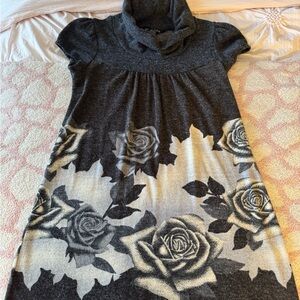 One Clothing Womens  Dress in Black and Gray with Floral Design